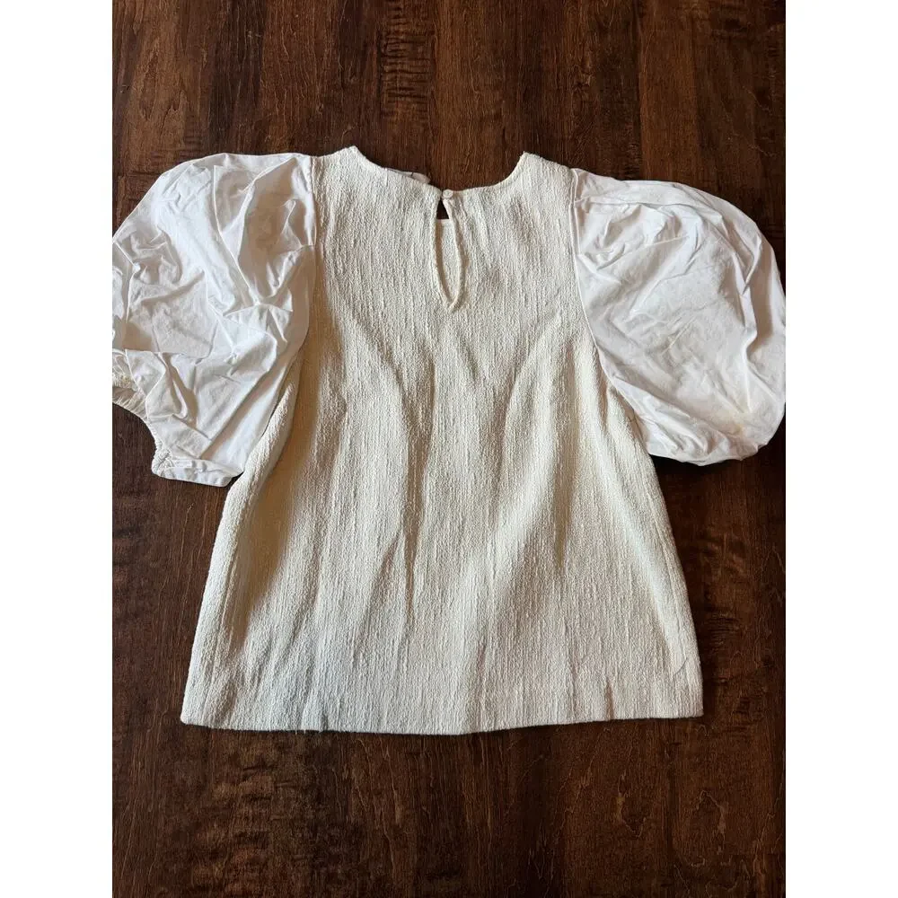 Anthropologie puff sleeve textured blouse small